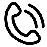 Outline icon of a vintage telephone receiver with ringing sound waves.