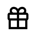 Outline icon of a wrapped gift box with a bow on top.