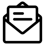 Outline icon of an open envelope with a letter inside.
