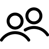 An outline icon showing two stylized figures representing a pair of people.