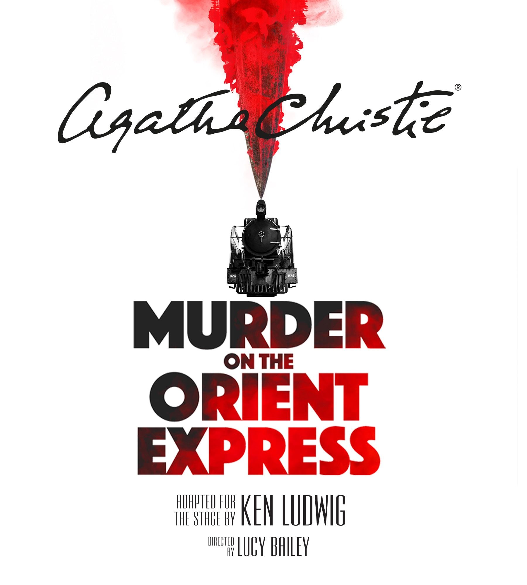 Cover for 'Murder on the Orient Express' by Agatha Christie, featuring a train and red smoke.